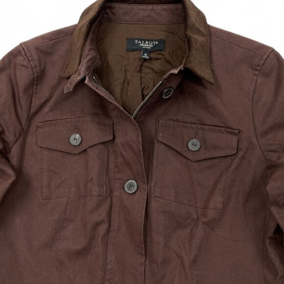 Talbots Petites Military Riding Waxed Cotton Lightweight Coat Jacket Women's 8P - Picture 3 of 9